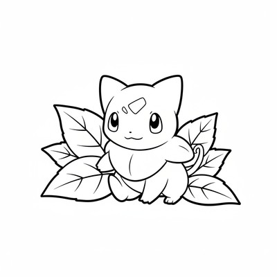 Chikorita gömmer sig bland höstlöv