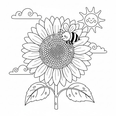 Bi som pollinerar en solros