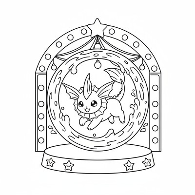 Vaporeon hoppar genom en vattenring i en cirkusshow