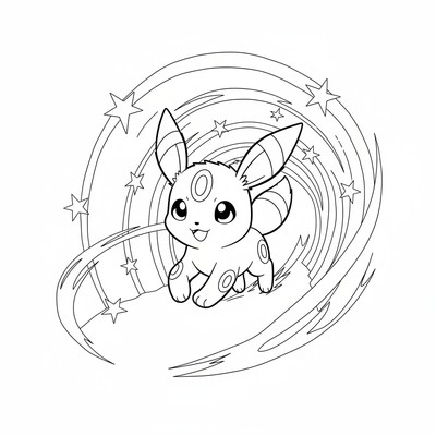 Umbreon springer genom en tunnel av ljussken