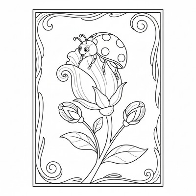 Nyckelpiga på en blomknopp