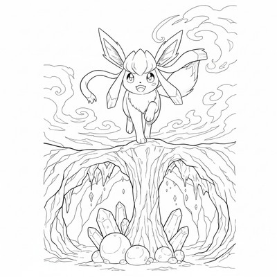 Glaceon balanserar på en istapp i grottan