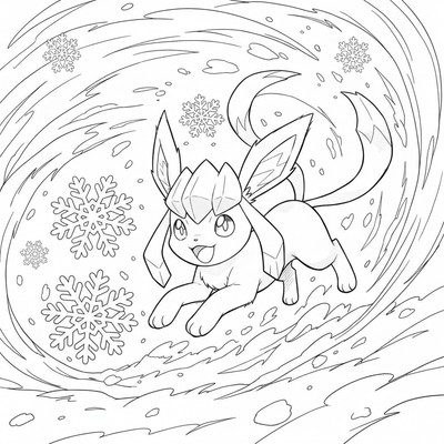 Glaceon jagar snöflingor i stormen