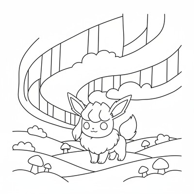 Glaceon vilar under norrskenets sken