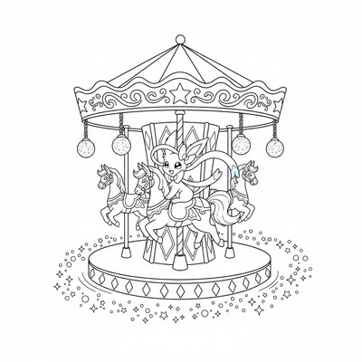 Sylveon snurrar runt i en glittrig karusell