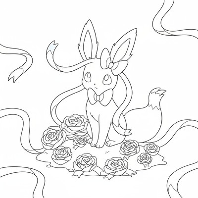 Sylveon binder rosetter av färgglada band