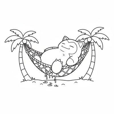 Snorlax vilar på en hängmatta som går sönder