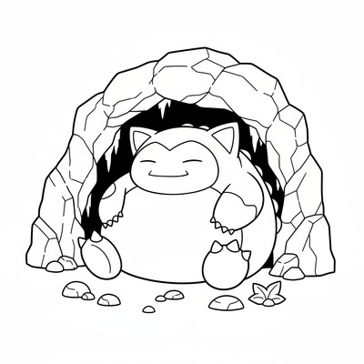Snorlax blockerar en ingång till en grotta