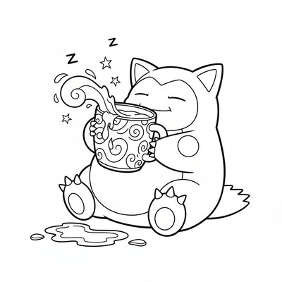 Snorlax dricker mjölk från en jättemugg