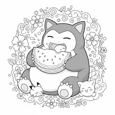 Snorlax äter en hel vattenmelon