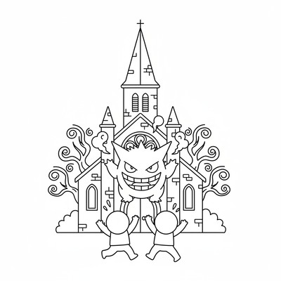 Gengar skrämmer folk vid en gammal kyrka
