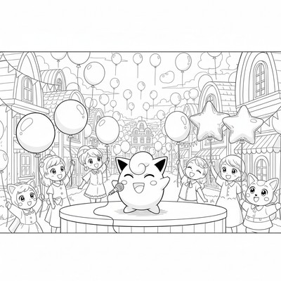 Jigglypuff uppträder i en stad full av ballonger