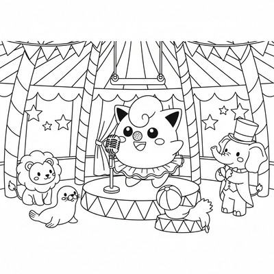 Jigglypuff uppträder i ett cirkustält