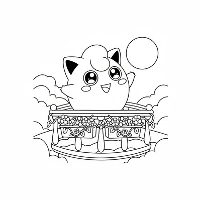 Jigglypuff sjunger till månskenet på en balkong