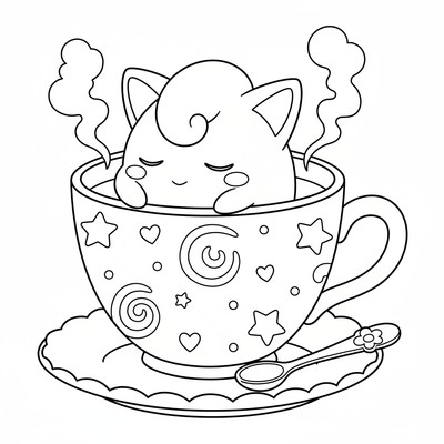 Jigglypuff vilar i en enorm tekopp