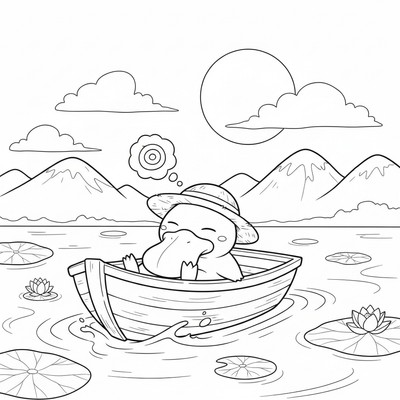 Psyduck vilar i en båt som driver på sjön