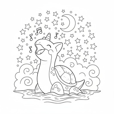 Lapras sjunger under stjärnhimlen