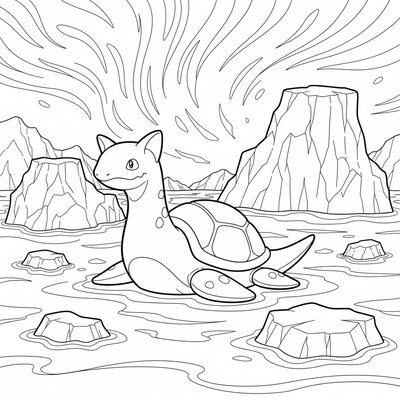 Lapras simmar mellan isberg i norr