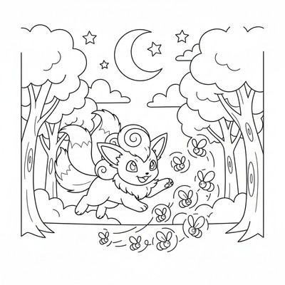 Vulpix jagar eldflugor i mörkret