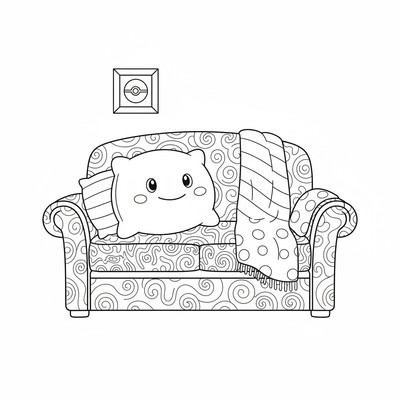 Ditto Pokemon  blir en kudde i soffan