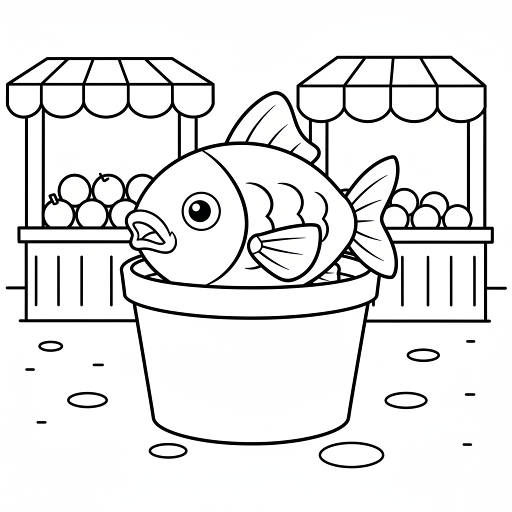 Magikarp ligger i en hink på marknaden