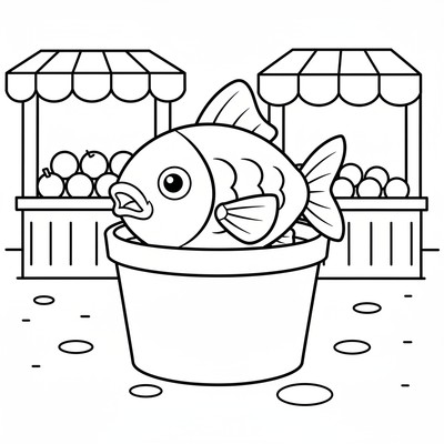 Magikarp ligger i en hink på marknaden