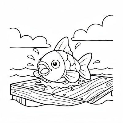 Magikarp sprattlar på en brygga