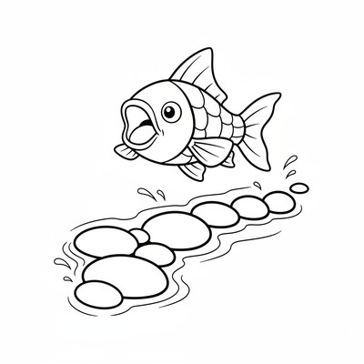 Magikarp hoppar över stenar i bäcken