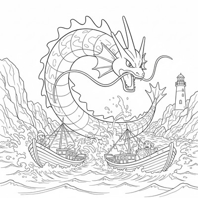 Gyarados jagar fiskebåtar vid kusten