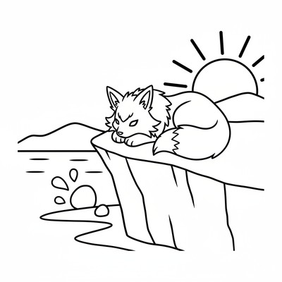 Arcanine vilar på en klippa vid havet