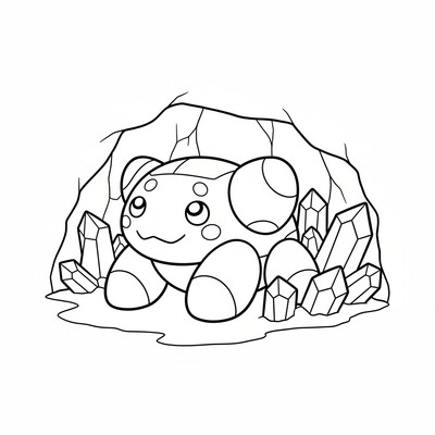 Metagross vilar i en gruva med kristaller