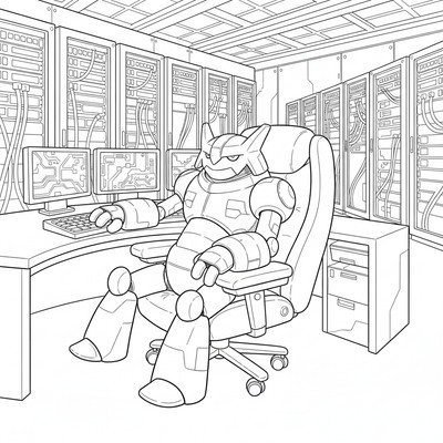 Metagross vilar vid en datorhall