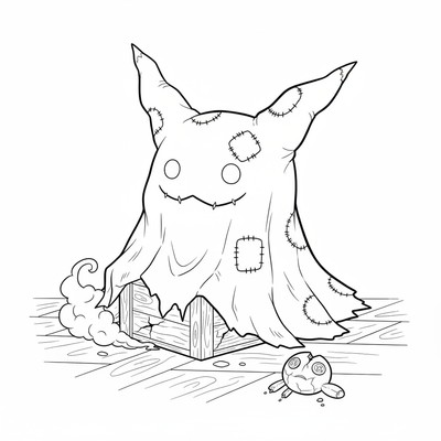 Mimikyu gömmer sig under ett trasigt lakan