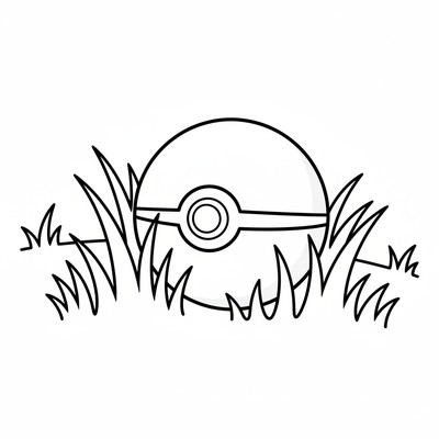 Pokémonboll ligger i högt gräs på en äng