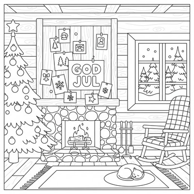 God jul syns på en julkortstavla i stugan