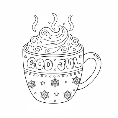 God jul står i skum på en kaffekopp
