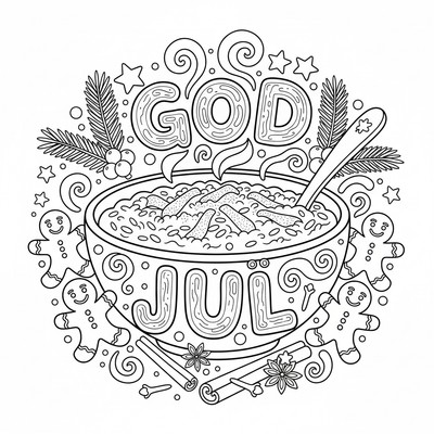 God jul står i julgröt med kanel