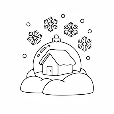 Julkula speglar ett hus i snön