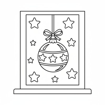 Julkula hänger i ett fönster med stjärnor