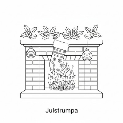 Julstrumpa hänger på en öppen spis