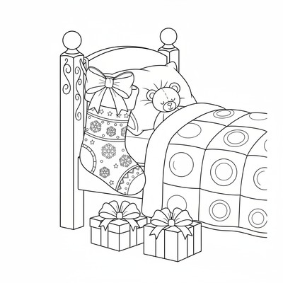 Julstrumpa hänger i ett barnsänghörn