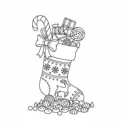 Julstrumpa fylld med godis sticker ut