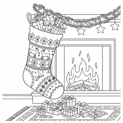 Julstrumpa fylld med små paket