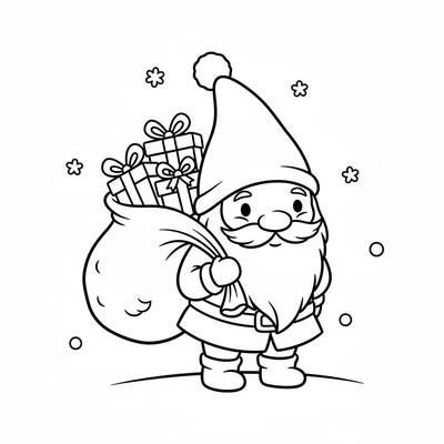 Tomtenisse bär paket på ryggen