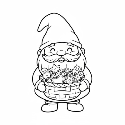 Tomtenisse bär en korg med pepparkakor