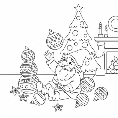 Tomtenisse leker med julkulor