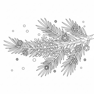 Snöflinga fastnar på en tallgren