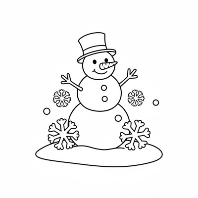 Snöflinga faller över en snögubbe