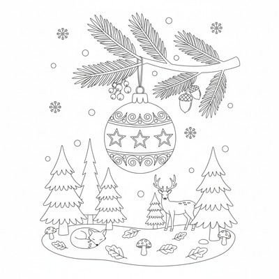 Julkula hänger på en gren i skogen