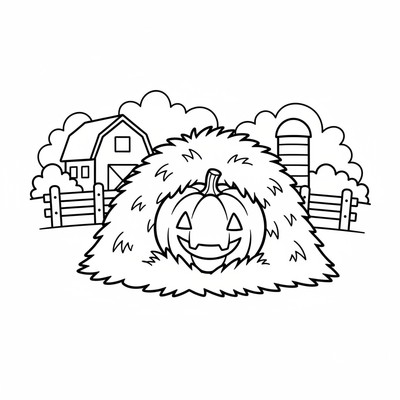 Pumpa gömmer sig i en halmhög på gården